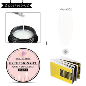 MEET ACROSS Poly Quick Extension UV Gel Set Clear White Pink Builder Nail Gel Polish for Nail Extensions Nail Forms Acrylic Tips