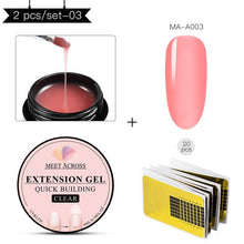Load image into Gallery viewer, MEET ACROSS Poly Quick Extension UV Gel Set Clear White Pink Builder Nail Gel Polish for Nail Extensions Nail Forms Acrylic Tips