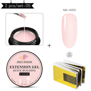 MEET ACROSS Poly Quick Extension UV Gel Set Clear White Pink Builder Nail Gel Polish for Nail Extensions Nail Forms Acrylic Tips