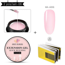 Load image into Gallery viewer, MEET ACROSS Poly Quick Extension UV Gel Set Clear White Pink Builder Nail Gel Polish for Nail Extensions Nail Forms Acrylic Tips