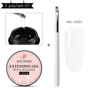 MEET ACROSS Poly Quick Extension UV Gel Set Clear White Pink Builder Nail Gel Polish for Nail Extensions Nail Forms Acrylic Tips