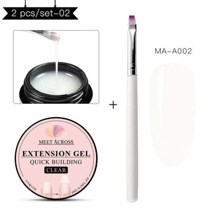 MEET ACROSS Poly Quick Extension UV Gel Set Clear White Pink Builder Nail Gel Polish for Nail Extensions Nail Forms Acrylic Tips