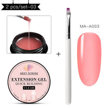 Load image into Gallery viewer, MEET ACROSS Poly Quick Extension UV Gel Set Clear White Pink Builder Nail Gel Polish for Nail Extensions Nail Forms Acrylic Tips