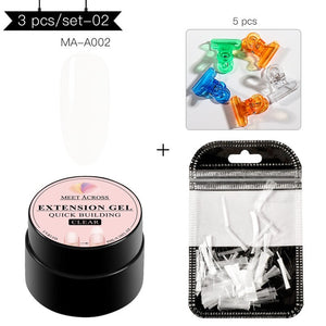 MEET ACROSS Poly Quick Extension UV Gel Set Clear White Pink Builder Nail Gel Polish for Nail Extensions Nail Forms Acrylic Tips