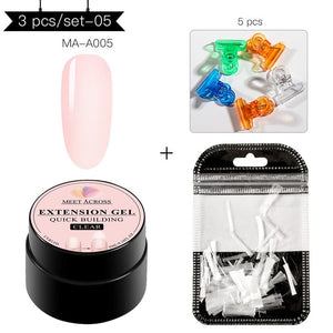MEET ACROSS Poly Quick Extension UV Gel Set Clear White Pink Builder Nail Gel Polish for Nail Extensions Nail Forms Acrylic Tips