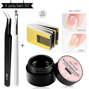 MEET ACROSS Poly Quick Extension UV Gel Set Clear White Pink Builder Nail Gel Polish for Nail Extensions Nail Forms Acrylic Tips