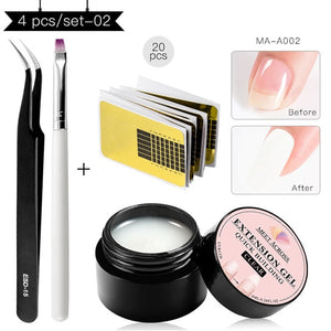 MEET ACROSS Poly Quick Extension UV Gel Set Clear White Pink Builder Nail Gel Polish for Nail Extensions Nail Forms Acrylic Tips