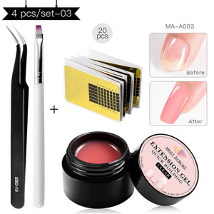 MEET ACROSS Poly Quick Extension UV Gel Set Clear White Pink Builder Nail Gel Polish for Nail Extensions Nail Forms Acrylic Tips