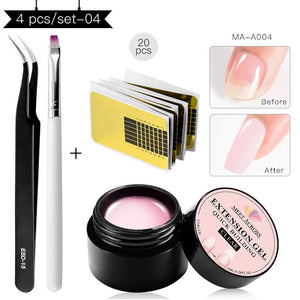 MEET ACROSS Poly Quick Extension UV Gel Set Clear White Pink Builder Nail Gel Polish for Nail Extensions Nail Forms Acrylic Tips