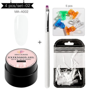 MEET ACROSS Poly Quick Extension UV Gel Set Clear White Pink Builder Nail Gel Polish for Nail Extensions Nail Forms Acrylic Tips