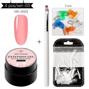 MEET ACROSS Poly Quick Extension UV Gel Set Clear White Pink Builder Nail Gel Polish for Nail Extensions Nail Forms Acrylic Tips