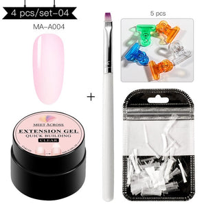 MEET ACROSS Poly Quick Extension UV Gel Set Clear White Pink Builder Nail Gel Polish for Nail Extensions Nail Forms Acrylic Tips