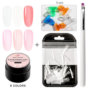 MEET ACROSS Poly Quick Extension UV Gel Set Clear White Pink Builder Nail Gel Polish for Nail Extensions Nail Forms Acrylic Tips