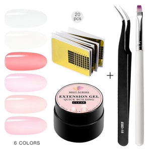 MEET ACROSS Poly Quick Extension UV Gel Set Clear White Pink Builder Nail Gel Polish for Nail Extensions Nail Forms Acrylic Tips