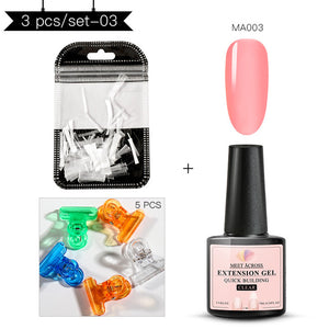 MEET ACROSS Poly Quick Extension UV Gel Set Clear White Pink Builder Nail Gel Polish for Nail Extensions Nail Forms Acrylic Tips