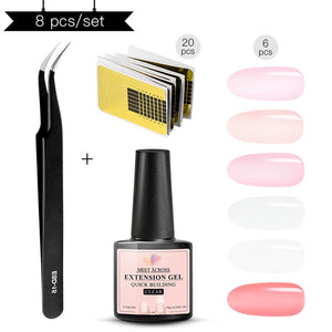 MEET ACROSS Poly Quick Extension UV Gel Set Clear White Pink Builder Nail Gel Polish for Nail Extensions Nail Forms Acrylic Tips