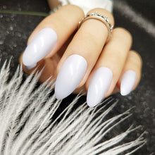 Load image into Gallery viewer, 24PCS Long Coffin Glossy False Nails Solid White Acrylic Fake Nails Natural Clear Glitter Ballerina Nail Tips For Nail Extention