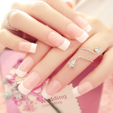 Load image into Gallery viewer, 24PCS Long Coffin Glossy False Nails Solid White Acrylic Fake Nails Natural Clear Glitter Ballerina Nail Tips For Nail Extention