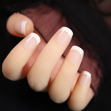 Load image into Gallery viewer, 24PCS Long Coffin Glossy False Nails Solid White Acrylic Fake Nails Natural Clear Glitter Ballerina Nail Tips For Nail Extention