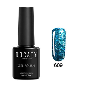 Docaty 2019 Diamond Nail Gel Varnishes Glitter LED UV Gel Polish Shiny Sequins Gel Nail Polish Vernis Semi Permanent GelLak