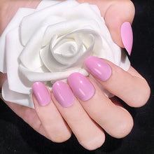 Load image into Gallery viewer, 24PCS Long Coffin Glossy False Nails Solid White Acrylic Fake Nails Natural Clear Glitter Ballerina Nail Tips For Nail Extention