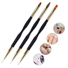 Load image into Gallery viewer, Manicure Brush Black Uv Gel Nail Brush Double Thin Nail Brush 7/9/11mm Nail Stripe Brush
