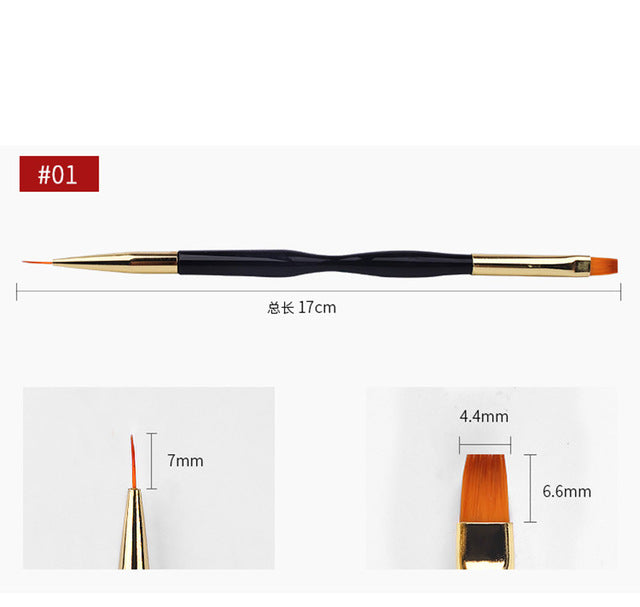 Manicure Brush Black Uv Gel Nail Brush Double Thin Nail Brush 7/9/11mm Nail Stripe Brush