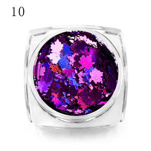MEET ACROSS Holographic Chameleon Laser Multicolor Sequins Nail Art Glitter Flakes Maple UV Gel Polish Tool Decor  Manicure