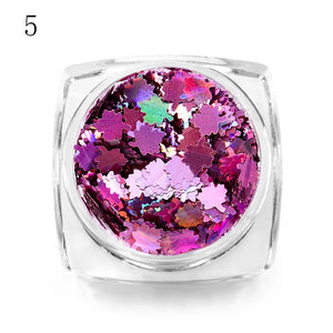 MEET ACROSS Holographic Chameleon Laser Multicolor Sequins Nail Art Glitter Flakes Maple UV Gel Polish Tool Decor  Manicure
