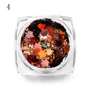 MEET ACROSS Holographic Chameleon Laser Multicolor Sequins Nail Art Glitter Flakes Maple UV Gel Polish Tool Decor  Manicure