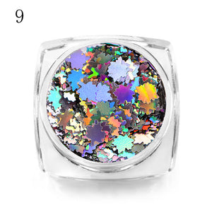 MEET ACROSS Holographic Chameleon Laser Multicolor Sequins Nail Art Glitter Flakes Maple UV Gel Polish Tool Decor  Manicure