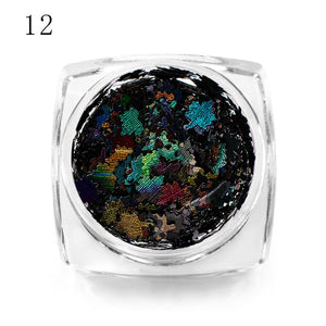 MEET ACROSS Holographic Chameleon Laser Multicolor Sequins Nail Art Glitter Flakes Maple UV Gel Polish Tool Decor  Manicure