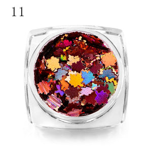 MEET ACROSS Holographic Chameleon Laser Multicolor Sequins Nail Art Glitter Flakes Maple UV Gel Polish Tool Decor  Manicure