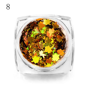 MEET ACROSS Holographic Chameleon Laser Multicolor Sequins Nail Art Glitter Flakes Maple UV Gel Polish Tool Decor  Manicure
