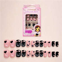 Load image into Gallery viewer, 24PCS Press on Children Candy False Nail Tips Cartoon Full Cover Kid Pink Fake Nail Art for Little Girls 14 Design Manicure Tool