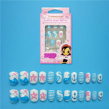 Load image into Gallery viewer, 24PCS Press on Children Candy False Nail Tips Cartoon Full Cover Kid Pink Fake Nail Art for Little Girls 14 Design Manicure Tool