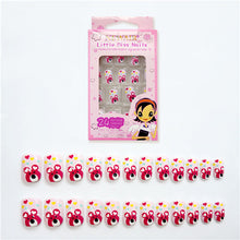 Load image into Gallery viewer, 24PCS Press on Children Candy False Nail Tips Cartoon Full Cover Kid Pink Fake Nail Art for Little Girls 14 Design Manicure Tool