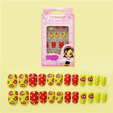 Load image into Gallery viewer, 24PCS Press on Children Candy False Nail Tips Cartoon Full Cover Kid Pink Fake Nail Art for Little Girls 14 Design Manicure Tool