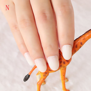 Artificial Oval Fake Nails Clear Plastic Soft Pink False Nails Candy Short Nail Tips 24Pcs/ set P01Q