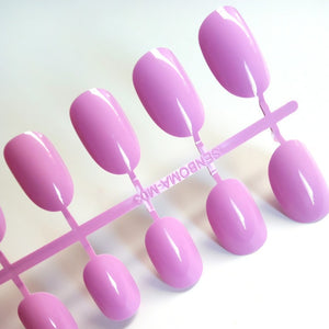 Artificial Oval Fake Nails Clear Plastic Soft Pink False Nails Candy Short Nail Tips 24Pcs/ set P01Q