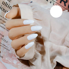 Load image into Gallery viewer, 24PCS Long Coffin Glossy False Nails Solid White Acrylic Fake Nails Natural Clear Glitter Ballerina Nail Tips For Nail Extention