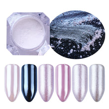 Load image into Gallery viewer, 1 Box Pearl Nail Glitter Shiny Mirror Matte Shell White Purple Blue Nail Art Pigment Dust Powder Manicure Nail Decorations