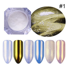 Load image into Gallery viewer, 1 Box Pearl Nail Glitter Shiny Mirror Matte Shell White Purple Blue Nail Art Pigment Dust Powder Manicure Nail Decorations