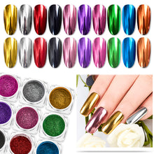 Load image into Gallery viewer, Nail Art Mirror Pigment Powder Shine Nail Glitters Metallic Color Nail Art UV Gel Polishing Rose Gold Silver Manicure Nail Art C