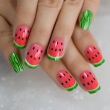 Load image into Gallery viewer, 24Pcs Ballerina Fake Nails Khaki Nude Marble Coffin Flat Artificial False Nail Tips for Office Home Faux Ongle Free Glue Sticker