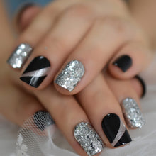 Load image into Gallery viewer, 24Pcs Ballerina Fake Nails Khaki Nude Marble Coffin Flat Artificial False Nail Tips for Office Home Faux Ongle Free Glue Sticker