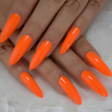 Load image into Gallery viewer, 24Pcs Ballerina Fake Nails Khaki Nude Marble Coffin Flat Artificial False Nail Tips for Office Home Faux Ongle Free Glue Sticker