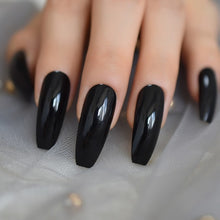 Load image into Gallery viewer, 24Pcs Ballerina Fake Nails Khaki Nude Marble Coffin Flat Artificial False Nail Tips for Office Home Faux Ongle Free Glue Sticker