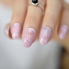 Load image into Gallery viewer, 24Pcs Ballerina Fake Nails Khaki Nude Marble Coffin Flat Artificial False Nail Tips for Office Home Faux Ongle Free Glue Sticker