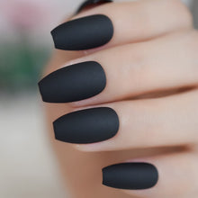 Load image into Gallery viewer, 24Pcs Ballerina Fake Nails Khaki Nude Marble Coffin Flat Artificial False Nail Tips for Office Home Faux Ongle Free Glue Sticker